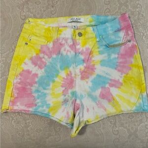 Judy Blue High Waist Tie-Dye Shorts - Yellow, Pink, Blue